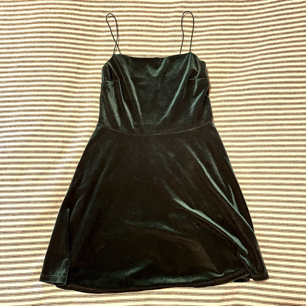 Urban Outfitters Emerald Green Velvet Skater Dress Small